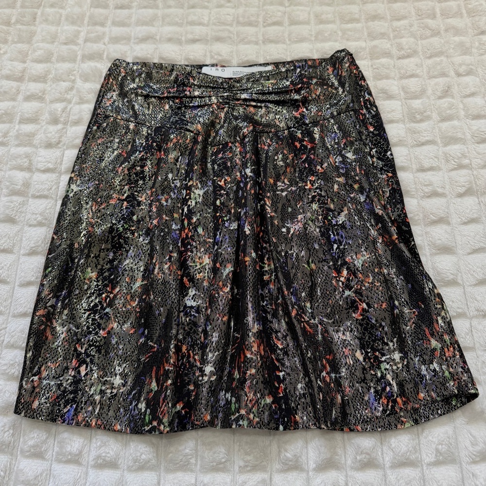 IRO 34 US XS Silk Metallic Mini Skirt ~ Party Night Out Evening Festive Shimmer